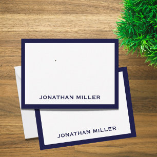 Simple Navy White Typographic Name Note Card