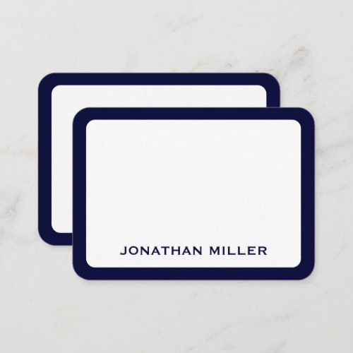 Simple Navy White Typographic Name Note Card