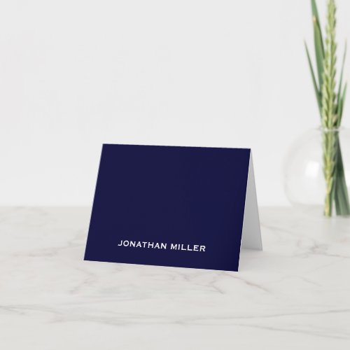 Simple Navy White Typographic Name Note Card