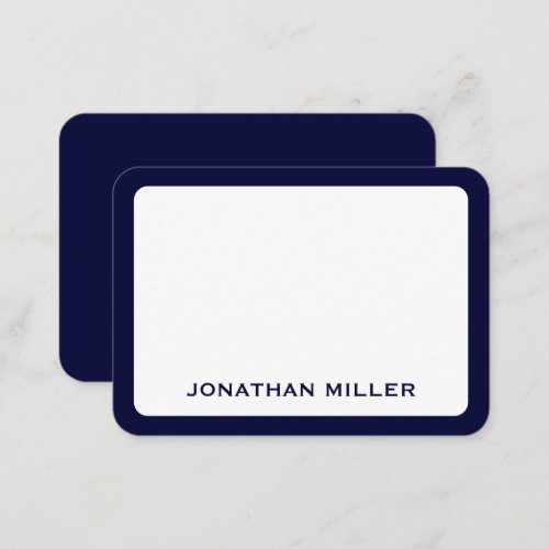 Simple Navy White Typographic Name Rounded Corners Note Card
