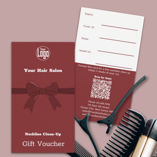 Simple Neckline Clean-Up Voucher Card (Simple Neckline Clean-Up Voucher Card, Smoky-Topaz & White, Ribbon)