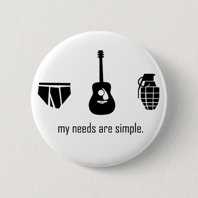 Simple Needs Pinback Button (Front)