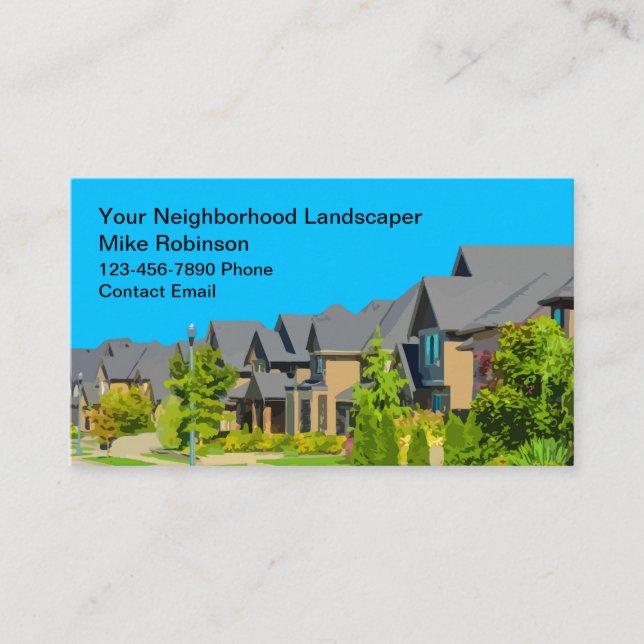 Simple Neighborhood Lawn Landscaping Business Card (Front)