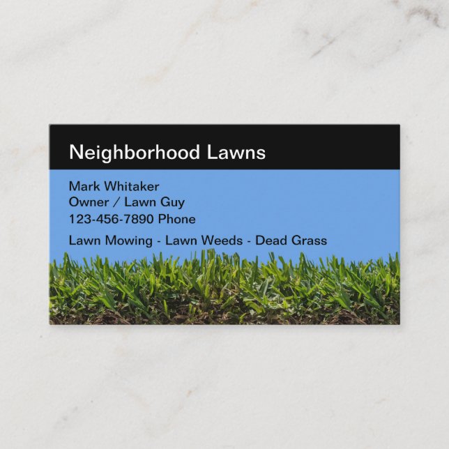 Simple Neighborhood Lawn Service Business Cards (Front)