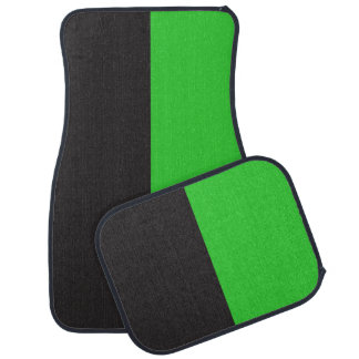 Simple Neon Green & Black Split Colors Design Car Floor Mat