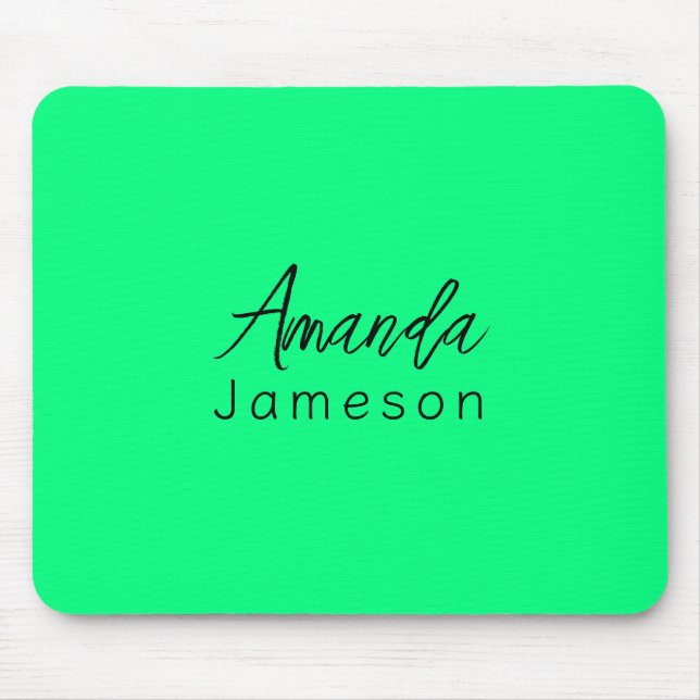 Simple Neon Green Monogrammed Mouse Pad (Front)
