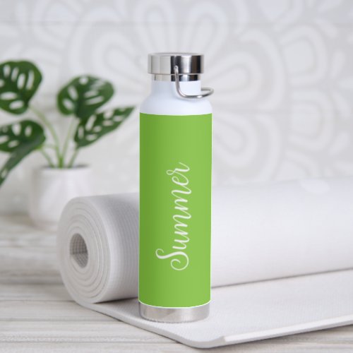 Simple Neon Lime Green Name Elegant Script Modern Water Bottle