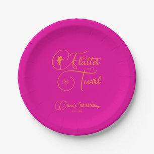 Simple Neon Pink Fairy Birthday Party Paper Plates