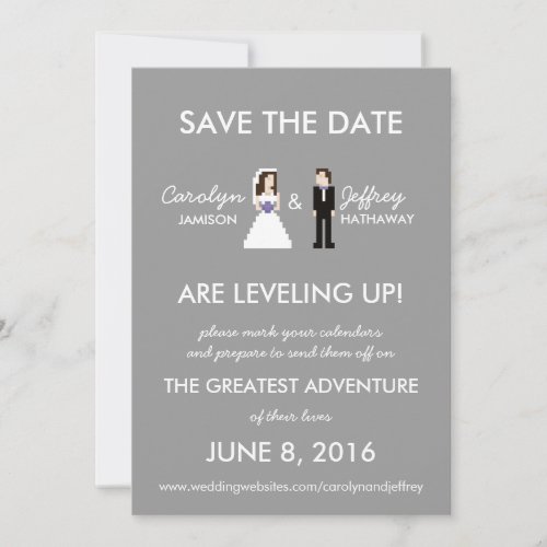 Simple Nerdy 8_Bit Bride  Groom Save the Dates Save The Date