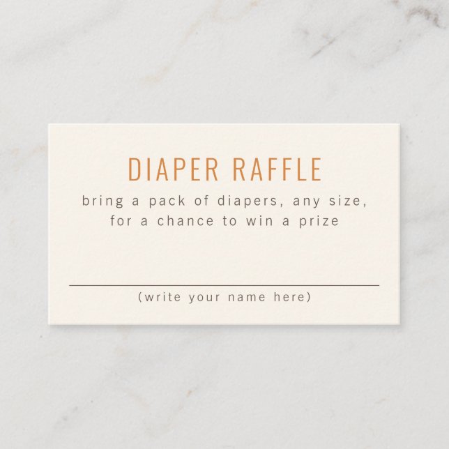 Simple Neutral Baby Shower Diaper Raffle Enclosure Card (Front)