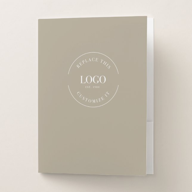 Simple Neutral Beige Add logo text here template  Pocket Folder (Front)
