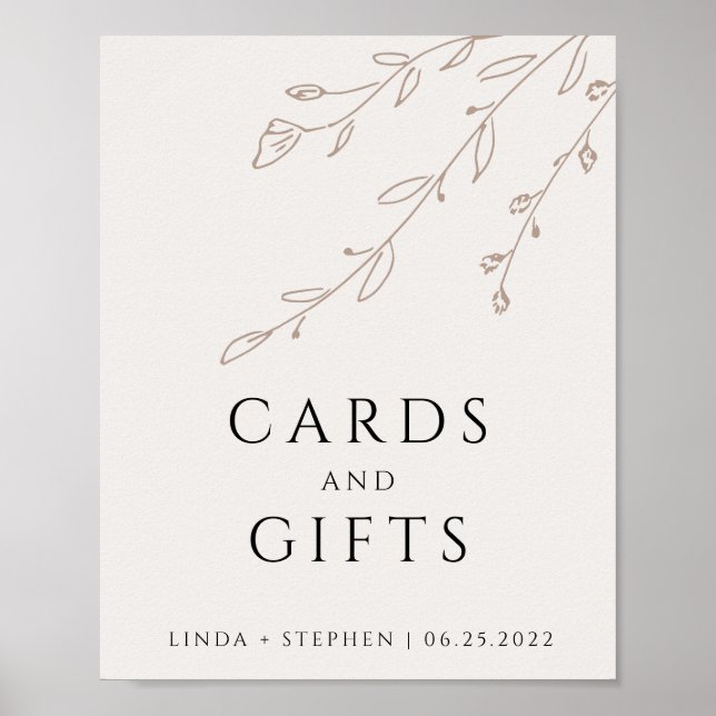 Simple Neutral Beige Botanical Cards and Gifts Pos Poster (Front)