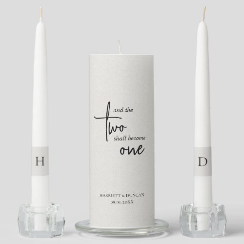 Simple Neutral Beige Elegant Wedding Unity Candle Set