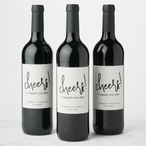 Simple Neutral Beige Elegant Wedding Wine Label