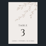 Simple Neutral Beige Floral Editable Table Number<br><div class="desc">Sketched floral elements and neutral beige tones make this table number card template great for a Fall wedding. You can easily edit and personalize it with table number,  names and the date of the wedding.</div>