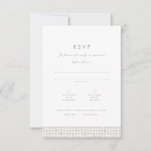 Simple neutral beige tile frame beach wedding RSVP card