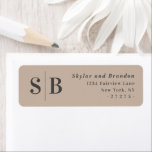 Simple Neutral Beige Wedding Return Address Label<br><div class="desc">Minimal Simple Neutral Beige Solid Color Wedding Envelope Return Address Labels. This modern wedding or any event address label design is simple and elegant with a plain solid background and trendy elegant couples monogram. Shown in the Tapestry Sand Khaki Wedding Color. The Minimal Solid Color Wedding collection is sure to...</div>