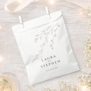Simple Neutral Botanical Wedding Favor Bag