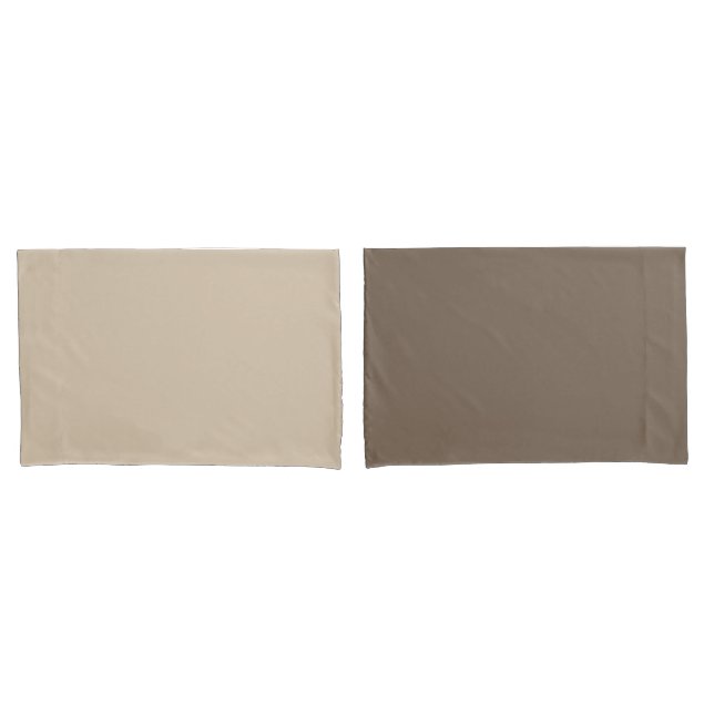 Simple Neutral Brown Minimalist Reversible Pillow Case (Front-Set)