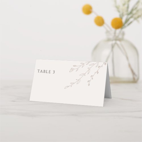 Simple Neutral Cream Wedding Table Place Card