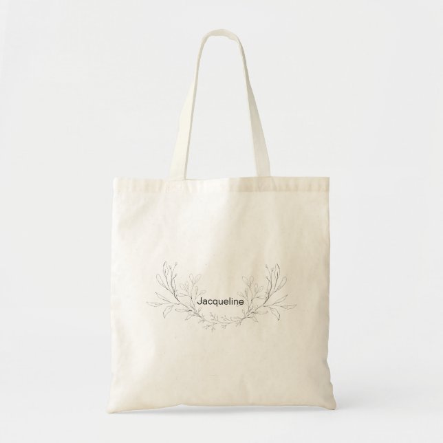 Simple Neutral Custom Name Tote Bag (Front)