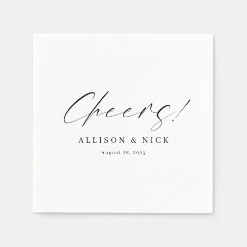 Simple Neutral Customized Cheers Wedding Napkins