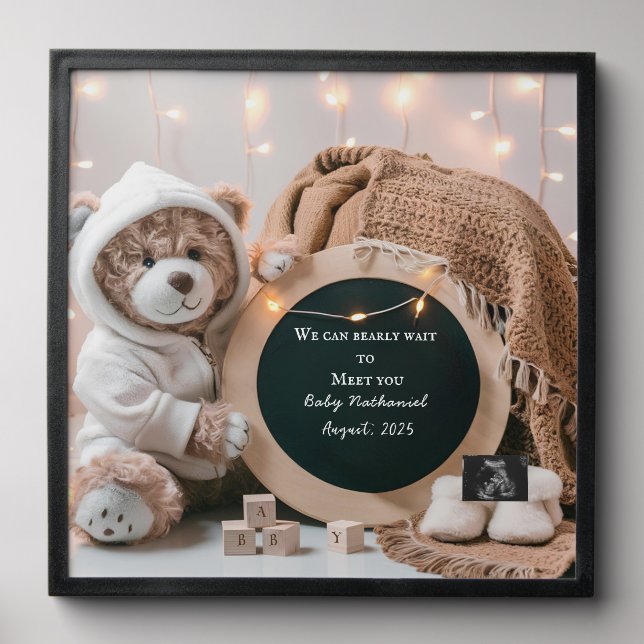 Simple neutral digital pregnancy announcement  peel and stick photo tile (Front Set)