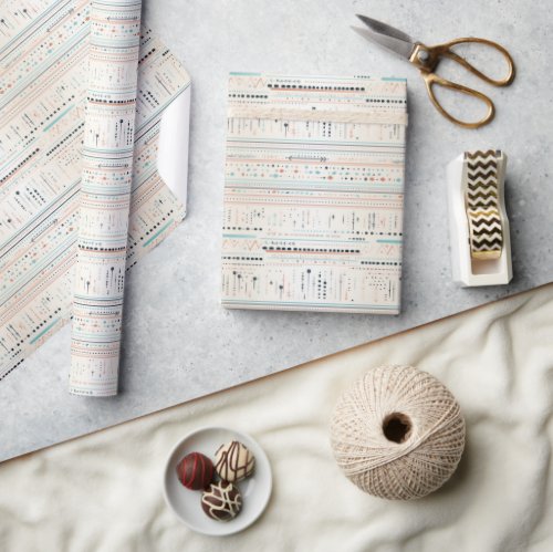 Simple neutral earthy colors dots and stripes wrapping paper