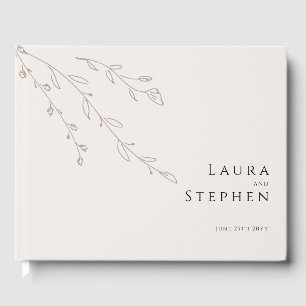 Simple Neutral Ivory Botanical Wedding Guest Book