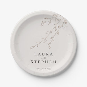 Simple Neutral Ivory Wedding Paper Plates