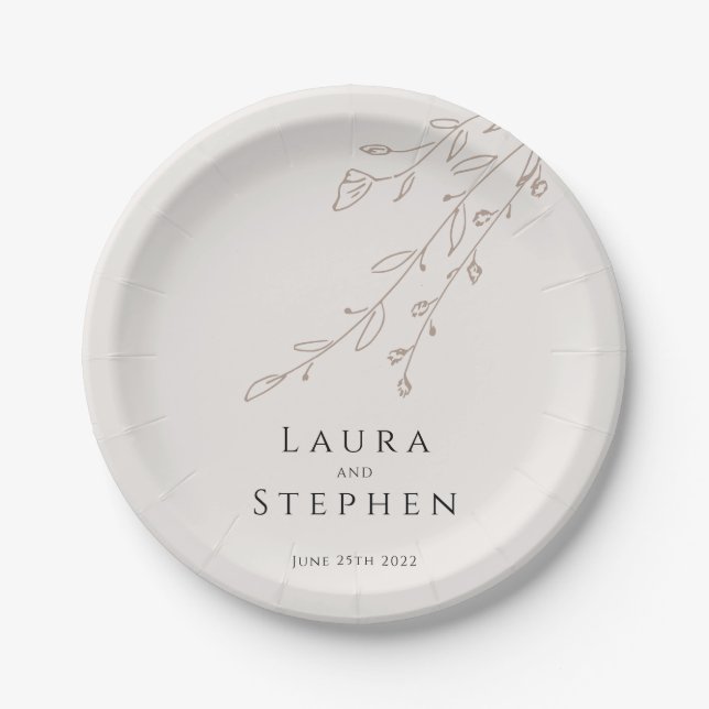 Simple Neutral Ivory Wedding Paper Plates (Front)