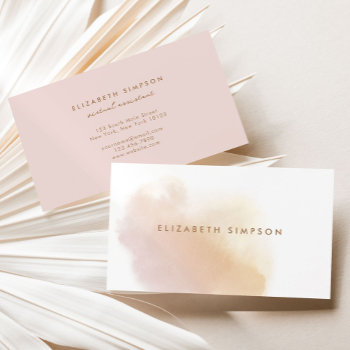 Simple Neutral Minimal Watercolor Business Card by JAmberDesign at Zazzle