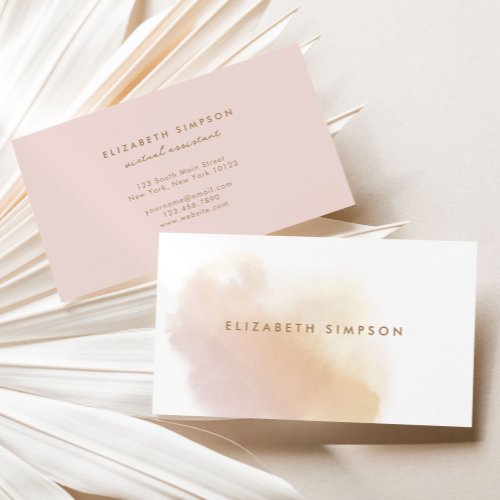 Simple Neutral Minimal Watercolor Business Card