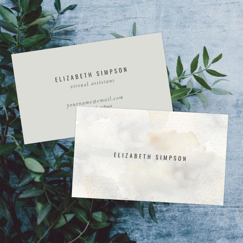 Simple Neutral Minimal Watercolor Business Card