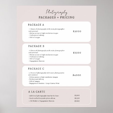 Simple Neutral Price List Template Poster