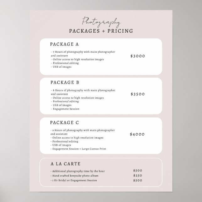 Simple Neutral Price List Template Poster (Front)