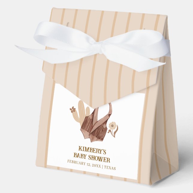 Simple Neutral Rustic Cactus Cowgirl Baby Shower  Favor Boxes (Front)