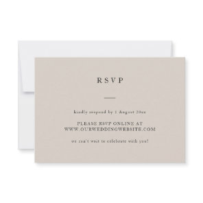 Simple Neutral Text Only Elegant Wedding Website RSVP Card