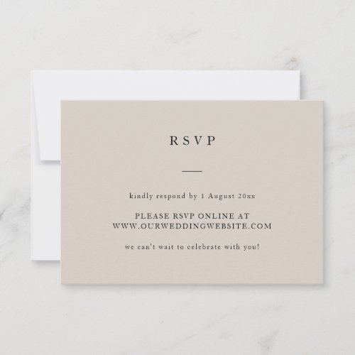 Simple Neutral Text Only Elegant Wedding Website RSVP Card