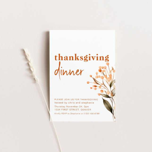 Simple Neutral Thanksgiving Dinner Party Invitation (Creator Uploaded)