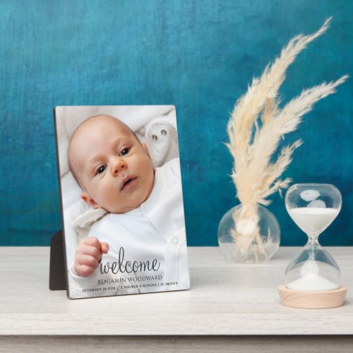 Simple New Baby Photo Personalized  Plaque