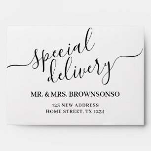 Simple new home special delivery newly weds envelope