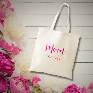 Simple New Mom Hot Pink Elegant Mother's Day Tote Bag