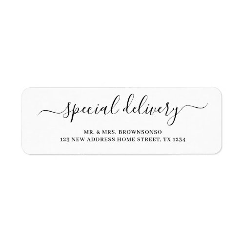 Simple new special delivery home newly weds label