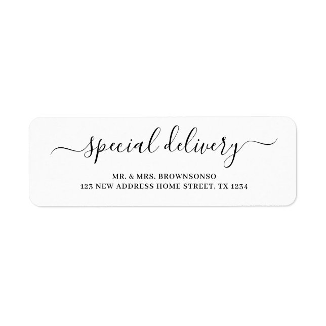 Simple new special delivery home newly weds label (Front)