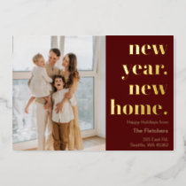 Simple New Year New Home Moving Foil Holiday Card