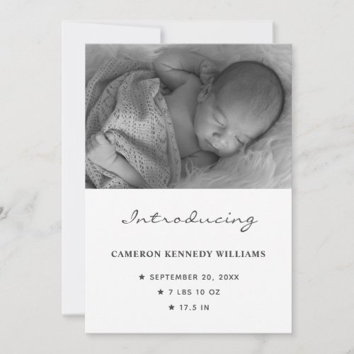 Simple Newborn Cute Custom Photo Hello Baby Birth Announcement