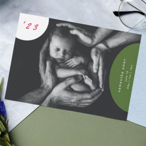 simple newborn photo collage birth announcement