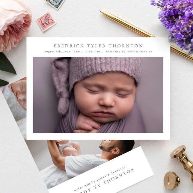 simple newborn photo collage birth announcement (Creator Uploaded)