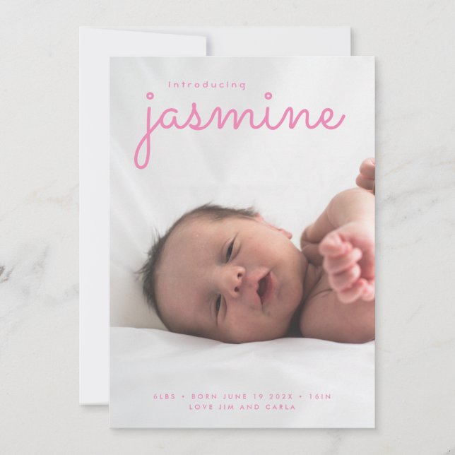 simple newborn photo collage birth announcement (Front)